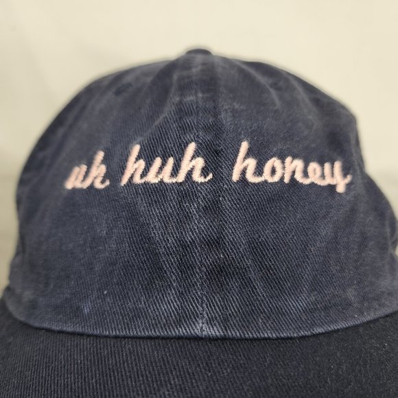 Newhattan Womens "Uh Huh Honey" Blue Canvas Baseball Cap Hat Adjustable Funny - Picture 2 of 5